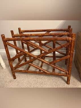 Vintage Burnt Bamboo Magazine Holder